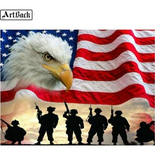New 5d diamond painting usa flag eagle soldier pattern full square diamond mosaic kit diamond embroidery sewing crafts