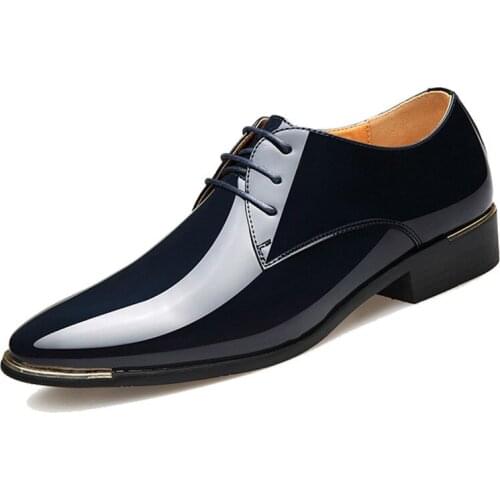 QWEDF 2019 Newly Mens Quality Patent Leather Shoes Black Leather Soft loafers shoes leather shoes leather men shoes SY-30