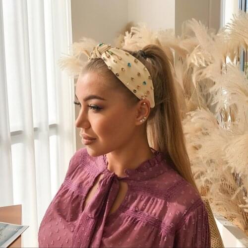 New Elegant Floral Rhinestone Wide Side Sunflower Sea Starfish Headband Baroque Hairband Center Cross Headwear For Women Jewelry