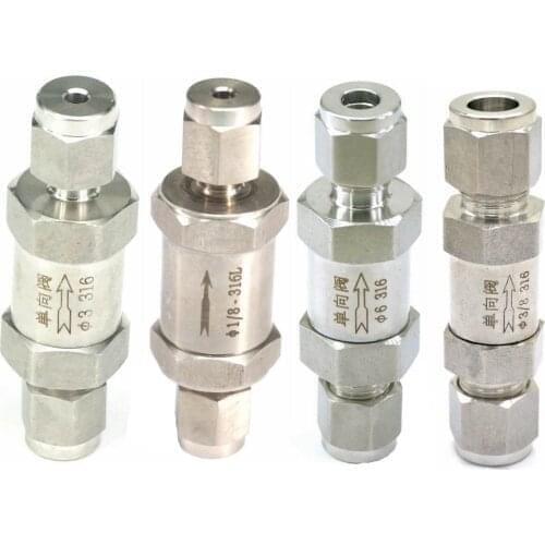 Fit Tube OD 1/8"- 1/2" 3-16mm 316 Stainless Steel One Way Valve Non-return Valve Check Valve Ferrule Fitting Gas Oil Water