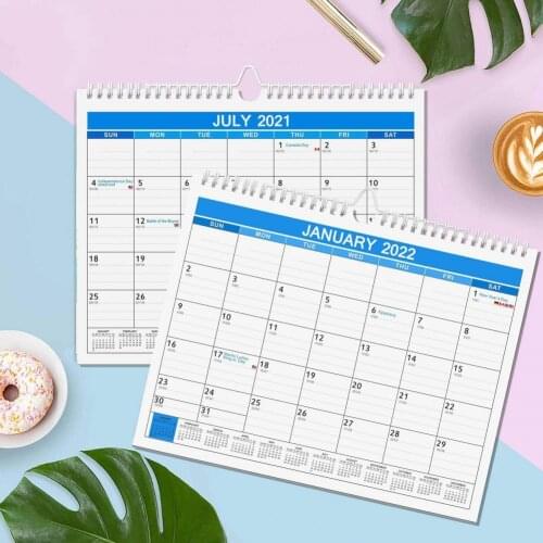 Portable Wall Calender Easy Use Paper Hanging Planning 18 Months Organizing Calendar Wire Spiral Flip Design Hanging Calenders