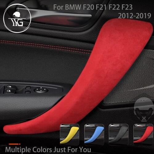 Turn Fur Suede Wrap Inner Door Handle Cover For BMW 1 Series F20 F21 F22 F23 2012-2019 Door Armrest Trim ABS Car Molding