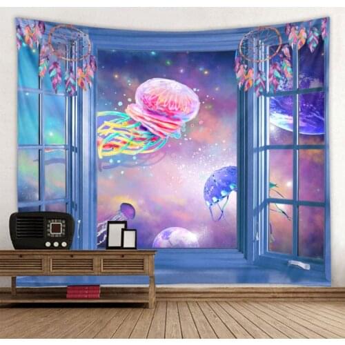 Psychedelic Window Tapestry Astronaut Mushroom Tapestry Carpet Mandala Psychedelic Tapiz Witchcraft Cloth Wall Carpet 8 sizes
