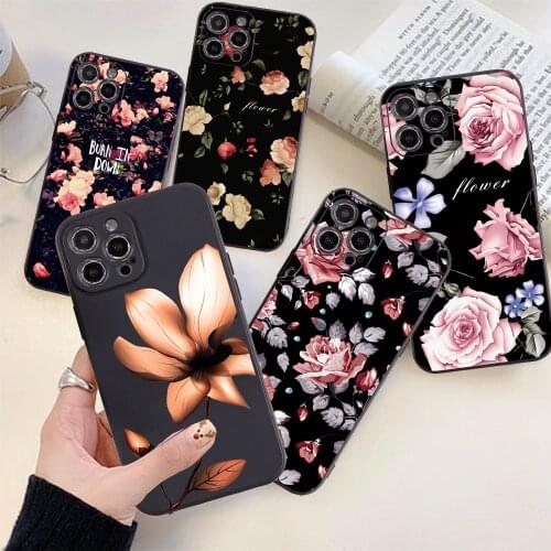 Flowers Phone Case Cover For iPhone 11 XS 11Pro Max XR Case For iPhone 12 pro X 8 7 6 6S Plus Capa Shell Soft TPU Coque
