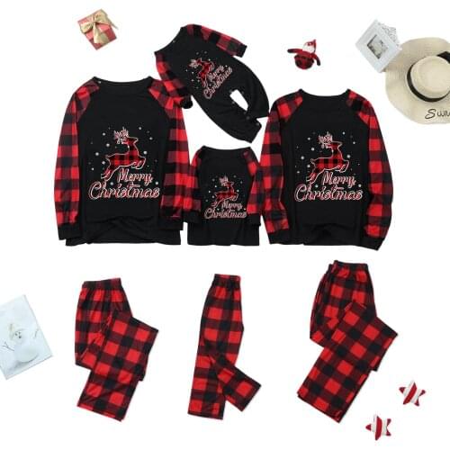 Merry Christmas Elk Loungewear Christmas Family Matching Pajamas Women Men Kids Sleepwear Mommy and Me Clothes комплекты одежды