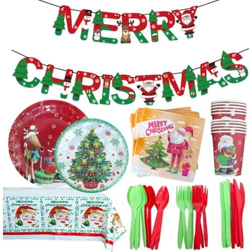 Christmas Tableware Christmas Decorations for Home Merry Christmas Banner Xmas New Year 2022 Decor Navidad Noel Straws