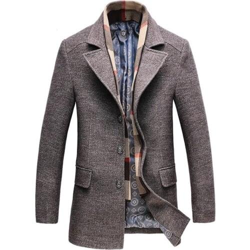 Wool coat men winter long sections thick woolen coats mens casual casaco masculino palto peacoat overcoat erkek mont jackets