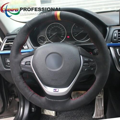 DIY Hand-Sewn Non-Slip Black Suede Car Steering Wheel Cover For BMW 3 Series F30 F34 F22 F23 F32 Car Interior Accessories
