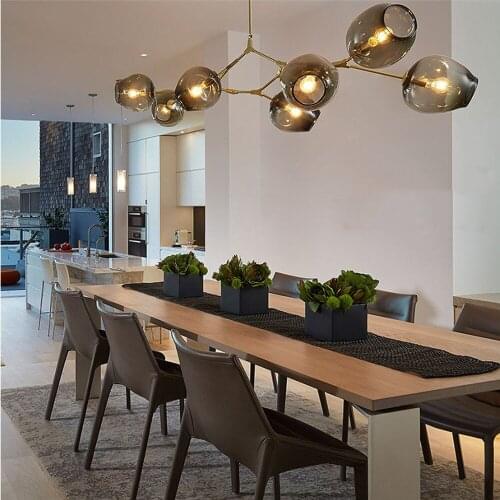 Nordic Glass Chandeliers Lights Nordic Modern Chandelier Light Gold Pendent Lamp for living room Dining room Loft 90~260V