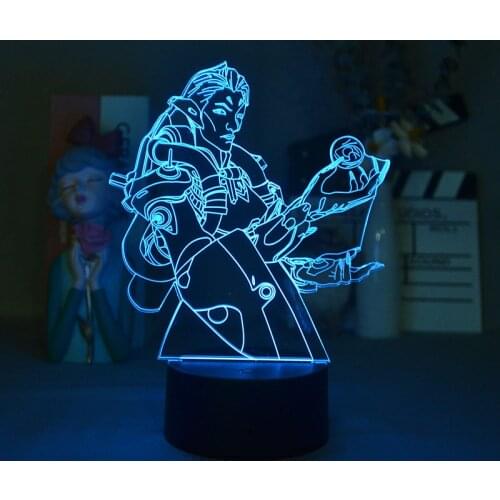 LED Table Lamp Game Overwatch Figurine MoiraKelly 3D Nightlight Gamer Cool Gift Bedroom Decor Gaming Room Desktop Decoration