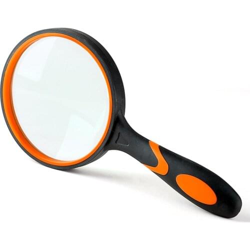 10X/8X/4X/3X Rubber Handle High Magnifying Glass Handheld Portable Glass Lens Magnifier for Jewelry Reading Newspaper