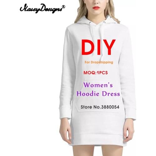 Noisydesigns Customize Women Hoodies Dress Luxury Long Sleeve Winter Tunic Oversized 4XL Sweatshirt Pockets Pullover Jumper