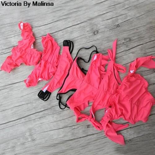 Women Sexy Brazilian bikini Bottom Plus Size Red Panties Female Perspective Secret Low Waist Thongs Nightwear Ruffles