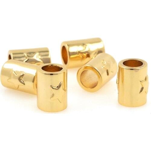 Gold Star Spacer Beads Minimalist Five-Pointed Star Barrel-Shaped Gold Bracelet Cylinder Pendant DIY Jewelry Accessories 8.3x6.5
