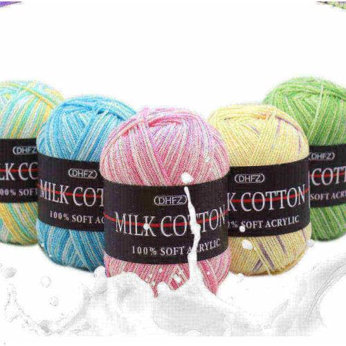 2Pcs/lot 3 strands of milk cotton yarn wool Three strands dyed multi-colored jacquard tabs rough baby hat scarf coat line QW026