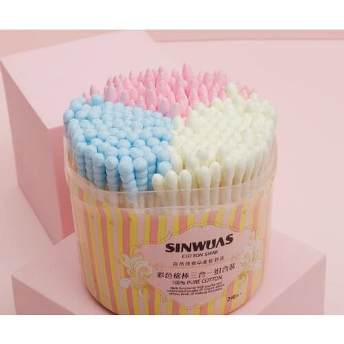 240pcs/Lot Women Beauty Makeup Cotton Swab Double Head Cotton Buds Make Up Wood Sticks Nose Ears Cleaning Cosmetics q-tips