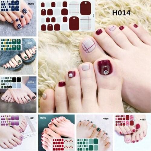 22 Tips 3D Toe nail Sticker Full Cover Waterproof Non-toxic Sticker Foot Toenail Tablets DIY Nail Art Tool Accessories Manicur