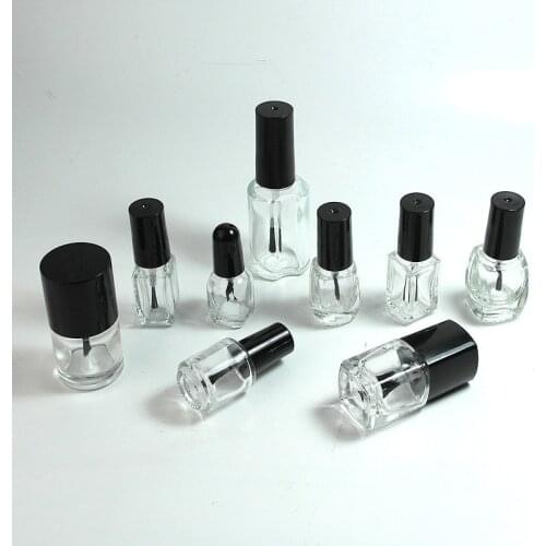 5/10/15ml Empty Nail Polish Glass Bottle Clear Portable Uv Gel Container Refilled Storage Box Square Round Base Coat Makeup Tube