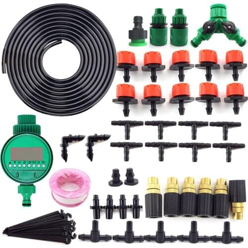 50M Micro Drip Irrigation Gardening self Watering timer set fog mist Cooling System home tools plant Automatic Kits Spray Yard
