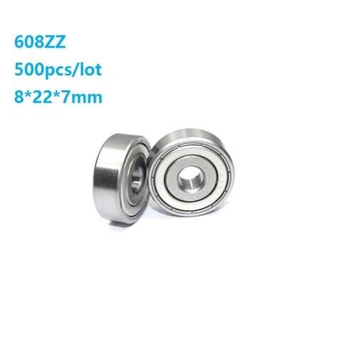 500pcs/lot 608ZZ 608Z 608 Z ZZ bearing 8x22x7mm Deep Groove Ball bearing Miniature mini 8*22*7mm for 3D printer parts