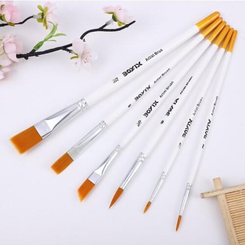 6pcs Nylon Hair Wooden Handle Watercolor Paint Brush Pen Set DIY Oil Acrylic Painting Art Paint Brushes Dropship