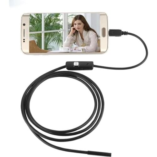 7mm Endoscope Camera Flexible IP67 Waterproof 6 Adjustable LEDs Inspection Borescope Camera Micro USB OTG Type C for Android PC