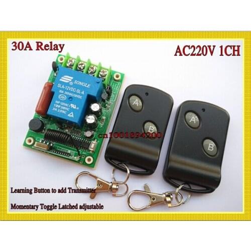 AC 220V 30A Relay Receiver Remote Control Switch Wireless High Load LED Waterpump Motor Power Remote ON OFF Controller Learning