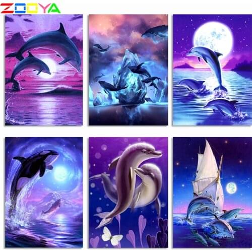 5D Painting Full Diamond Painting Animal Dolphin Cross Embroidery Diamond Painting Diamond Mosaic Diamond Dot Painting Sp713