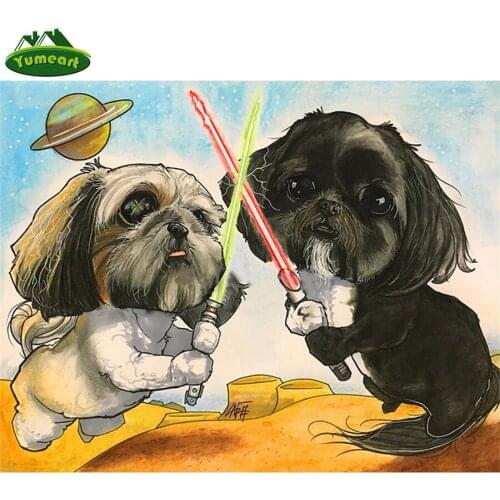 Shih Tzu Dog War Diamond Painting Full Drill Resin Square Diamond Mosaic Sale Diamond Embroidery Full Display Nederlands Puzzle