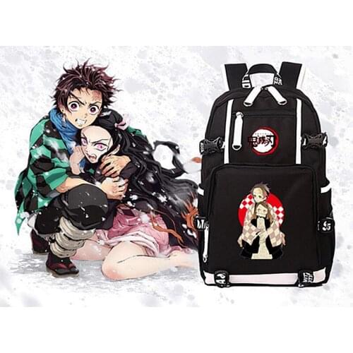 Anime Demon Slayer: Kimetsu no Yaiba Backpack USB Charging Port School Bags Laptop Travel Bag for Teens Students Rucksack Gift