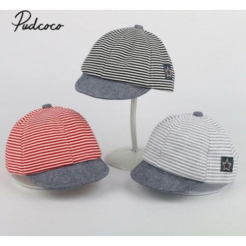 Brand Summer Cute Newborn Baby Girl Boy Hat Infant Striped Sun Peak cap Soft Cotton Beret Hat Adjustable Fit Baby 0-3Years