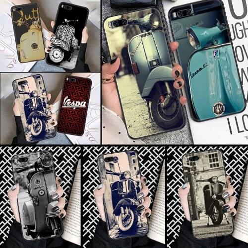 Vespa Scooter Motorcycle Phone case For Xiaomi Mi Max Note 3 A2 A3 8 9 9T 10 Lite Pro Ultra black art cell cover soft shell