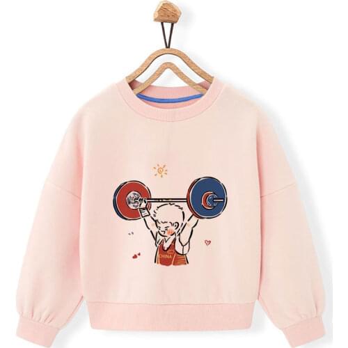 Kawaii Kids Clothes Athlete Gold Medal Champion Print Pink Hoodie Girls Harajuku Funny Sweatshirt Children Clothing Coat novelty