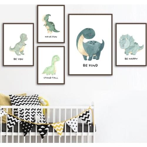 Dinosaur Baby Safari Animals Inspirational Quotes Wall Art Canvas Painting Nordic Posters And Print Wall Pictures Boy Room Decor