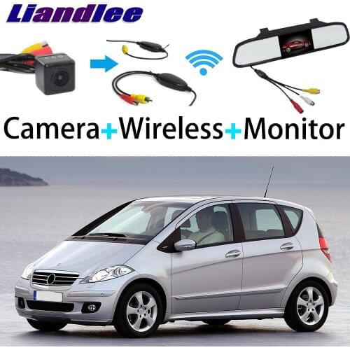 Liandlee 3in1 Wireless Receiver Mirror Monitor Special Rear View Camera Backup For Mercedes Benz MB A160 A180 A200 A150 A170