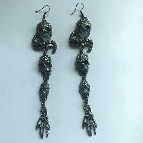 LZHLQ Vintage Punk Long Earrings Women Fashion Metal Pattern Plated Drop Earrings Jewelry Accessories