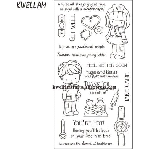 Nurse make everything better TAKE CARE Scrapbook DIY photo cards rubber stamp clear stamp transparent stamp 10x20cm KW7091406