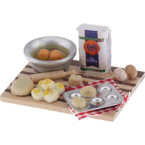 Miniature Dollhouse Food Milk Egg Pastry Set, 1/12 Dollhouse Decorations Accessories, Pretend Play Food Playset