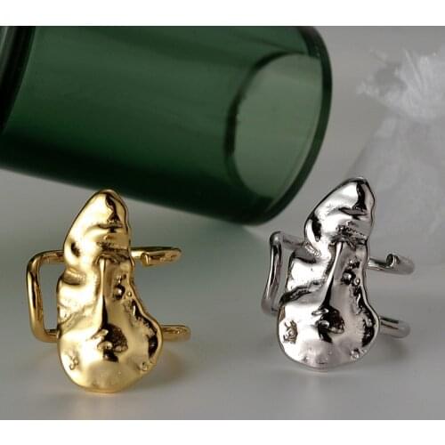 MLKENLY yperbole S925 Sterling Silver Ring Abstract Face Irregular Concave Convex Surface Index Finger Rings Silver 925