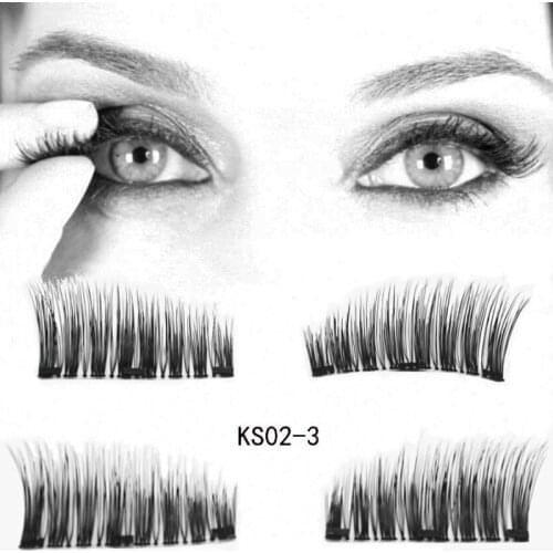 Eyelashes on the magnet Lashes Extension kit 4pcs/lot 3D Long Easy To Wear Reusable Fake Eyelashes two/Three magnets