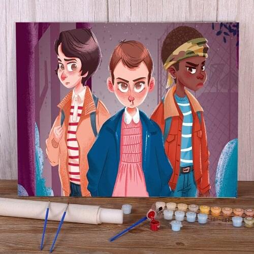 Stranger Things Paint By Numbers Kit Oil Paints 40*50 Picture By Numbers Photo Decorative Paintings Children Drawing