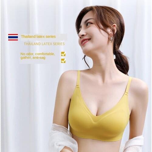Thai latex seamless thin style, push-up breast frameless sleep vest bra