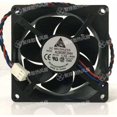 Original 80 * 80 * 25 DELTA/DC12V AUB0812HH three-wire power case fans 0.32 A