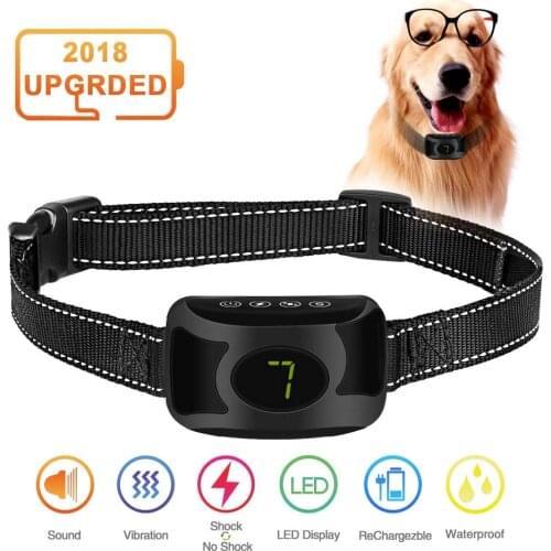 Pet Dog Anti Bark Collar Rechargeable Waterproof No Bark Training Collar Beep Vibration Shock Anti Barking Collar Stop Pet