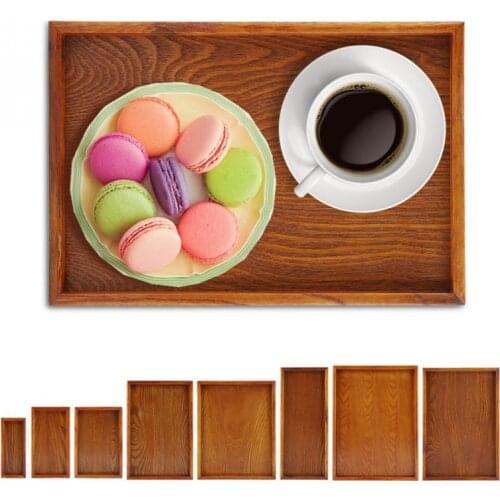 Rectangle Fashion Wooden Tea Tray Serving Table Plate Snacks Food Storage Dish for Hotel Home Kitchen Teaware Dessert Snack Dish