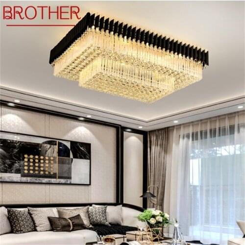 BROTHER Rectangle Ceiling Lighting Postmodern Luxury Crystal LED Lamp Fixtures Home For Dining Room Decoration