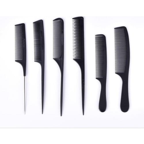 New 1 pcs Straight hair comb Black Fine-tooth Metal Pin Anti-static Hair Style Rat Tail CombHair Styling Tool For Beauty