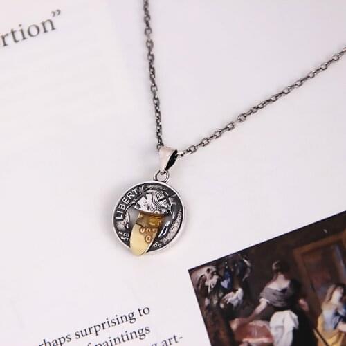 Silvology 925 Sterling Silver Tongue Smiley Hiphop Pendant Necklace Vintage Funny Face Hip-hop Necklace for Women Silver Jewelry