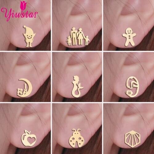 Men and Women Punk Black Multi-Style Stainless Steel Earrings Female Ghost Apple Face Makeup Earrings Hip Hop Earrings Jewelry