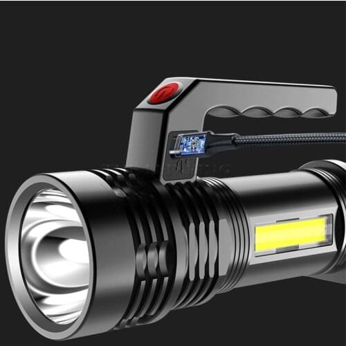 LED Super Long-range Flashlight Outdoor Lighting USB Rechargeable Portable Searchlight Torch Lighter Battery Camping